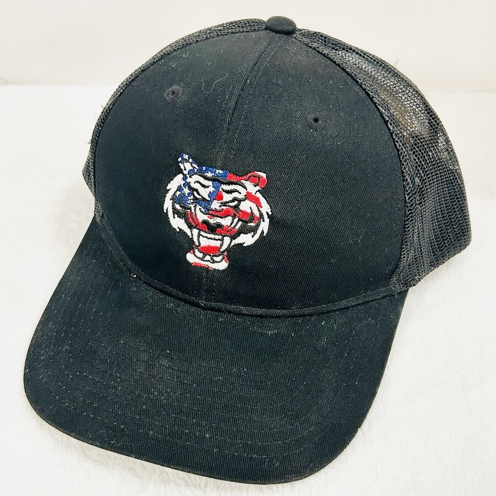 American Tiger USA Trucker Hat‎ Cap Adjustable Snapback Black Outdoors Casual